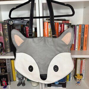 Kawaii Fox Face Shaped Shoulder Bag Purse Handbag Grey
